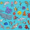 وکتور حیوانات لاک پشت هشت پا دلفین ماهی سفردریایی